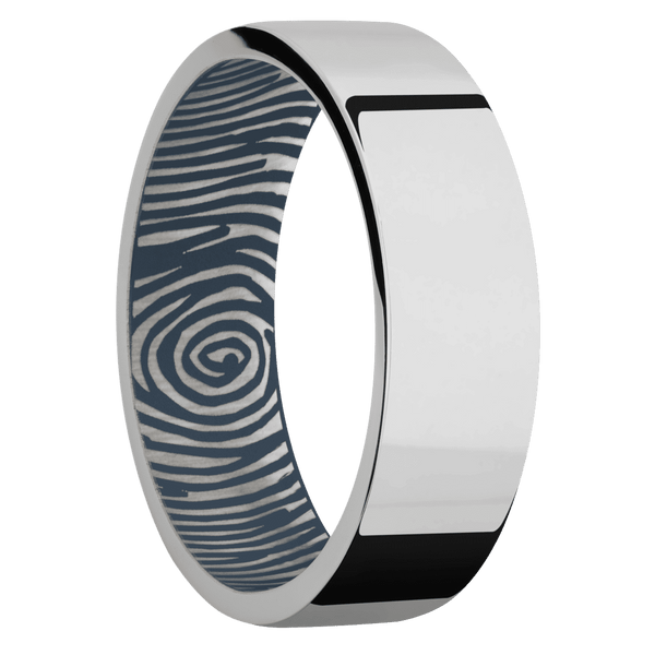 Platinum + Polish Finish + Navy Blue All Rings Men's Wedding Band