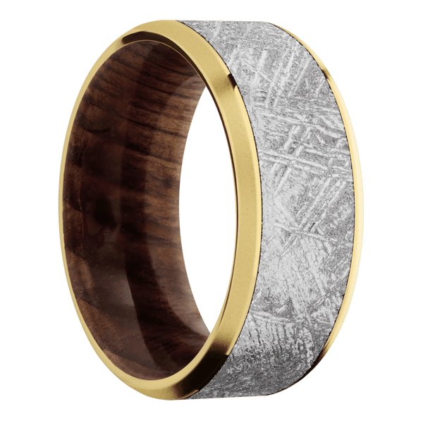 14K Yellow Gold + Polish , Bead Finish + Sequoia All Rings Men's Wedding Band