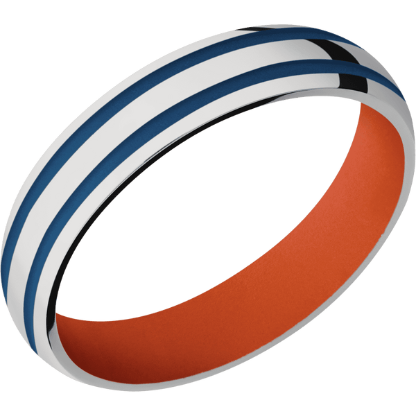 Palladium Silver + Polish Finish + Hunter Orange All Rings Men's Wedding Band