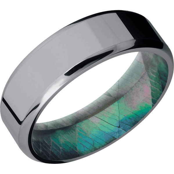 Tantalum + Polish , Polish Finish + Black Mother of Pearl Included in Sale Pricing Men's Wedding Band