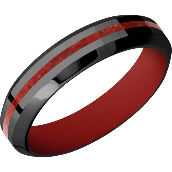 Zirconium + Polish , Polish Finish + USMC Red All Rings Men's Wedding Band