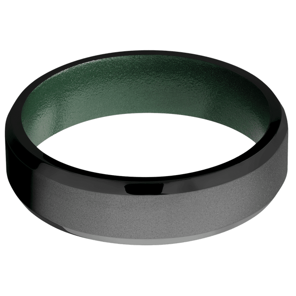 Zirconium + Bead , Polish Finish + Eastern Green Included in Sale Pricing Men's Wedding Band