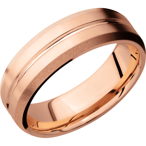 14K Rose Gold + Polish , Machine Finish All Rings Men's Wedding Band
