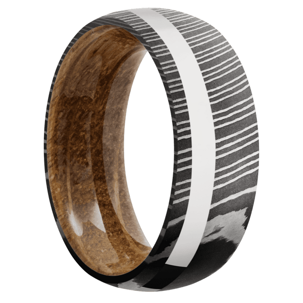Damascus + Acid Finish + Whiskey Barrel Included in Sale Pricing Men's Wedding Band