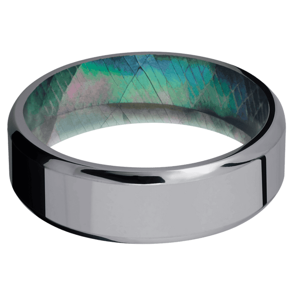 Tantalum + Polish , Polish Finish + Black Mother of Pearl Included in Sale Pricing Men's Wedding Band