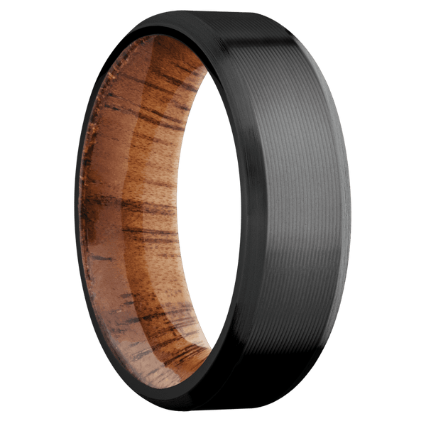 Zirconium + Machine , Satin Finish + Koa Included in Sale Pricing Men's Wedding Band