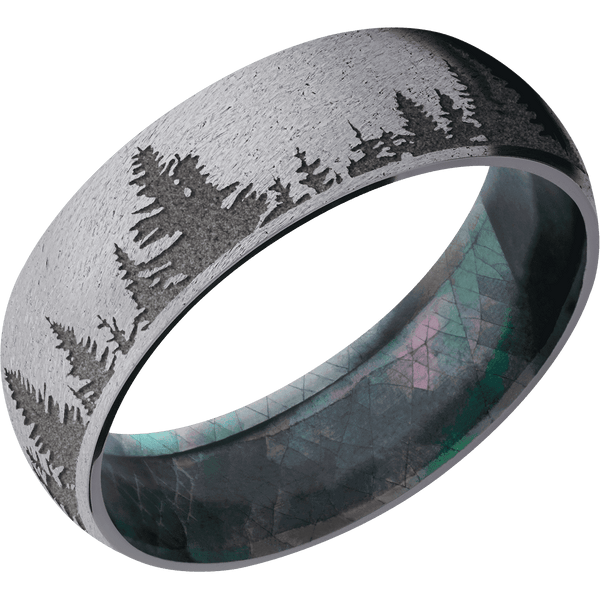 Tantalum + Stone Finish + Black Mother of Pearl All Rings Men's Wedding Band