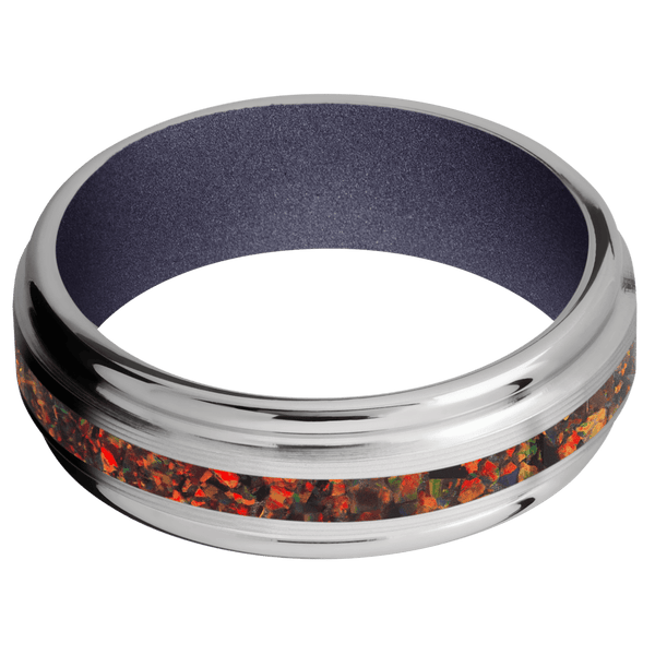 Titanium + Machine , Polish Finish + Crushed Orchid Included in Sale Pricing Men's Wedding Band