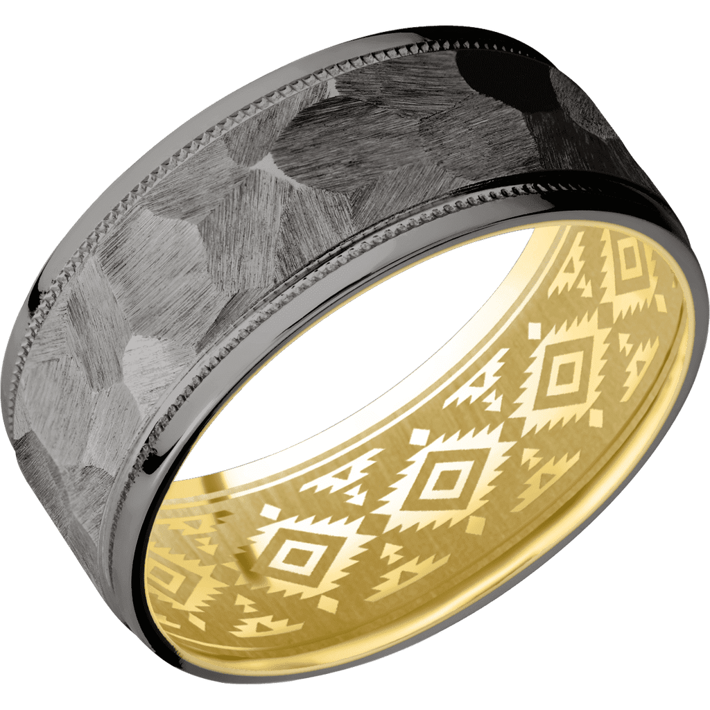 Tantalum Noir + Rock , Polish Finish + 14K Yellow Gold