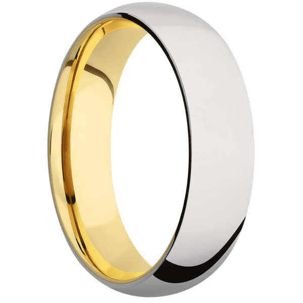 Platinum + Polish Finish + 14K Yellow Gold All Rings Men's Wedding Band
