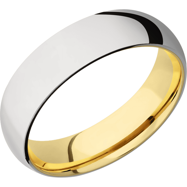 Platinum + Polish Finish + 14K Yellow Gold All Rings Men's Wedding Band