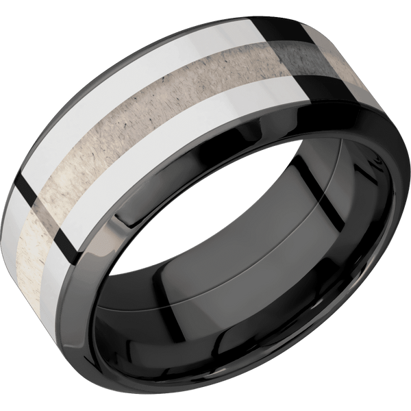 Zirconium + Polish , Polish Finish All Rings Men's Wedding Band
