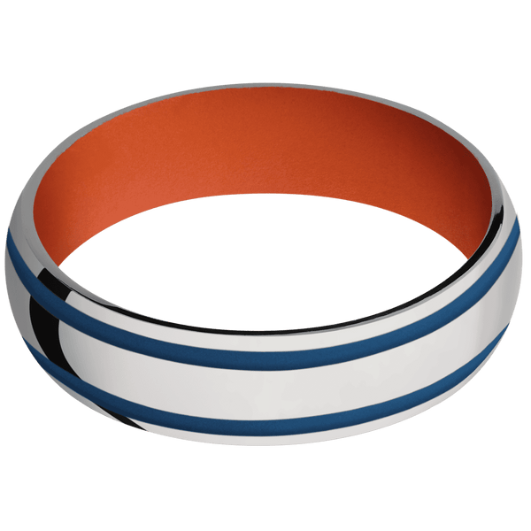 Titanium + Polish Finish + Hunter Orange All Rings Men's Wedding Band