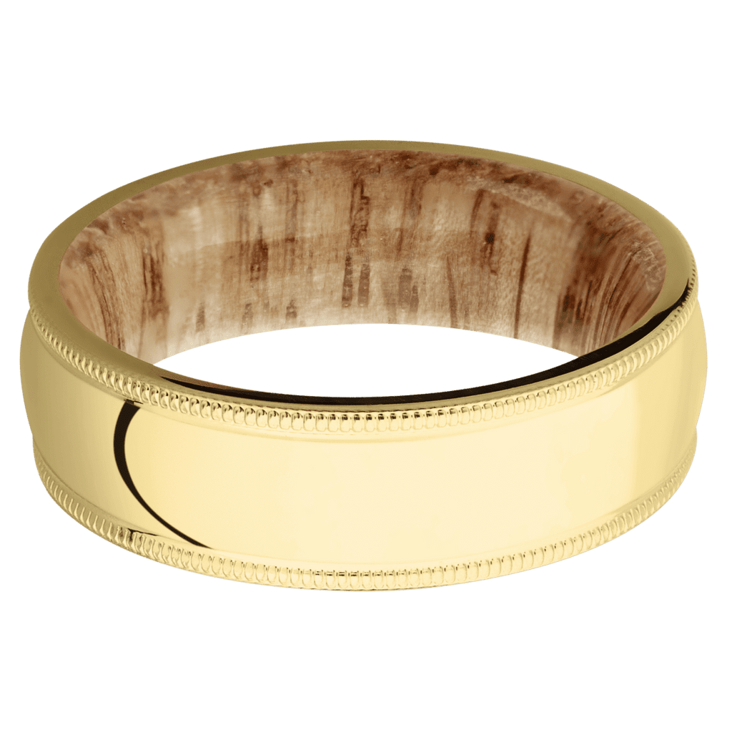 14K Yellow Gold + Polish Finish + Natural Oak