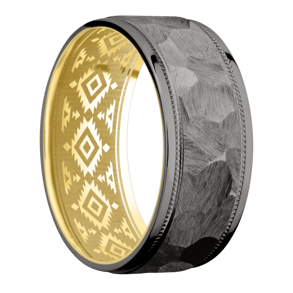Tantalum Noir + Rock , Polish Finish + 14K Yellow Gold