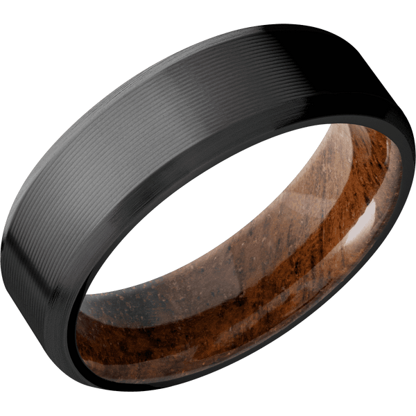 Zirconium + Machine , Satin Finish + Koa Included in Sale Pricing Men's Wedding Band