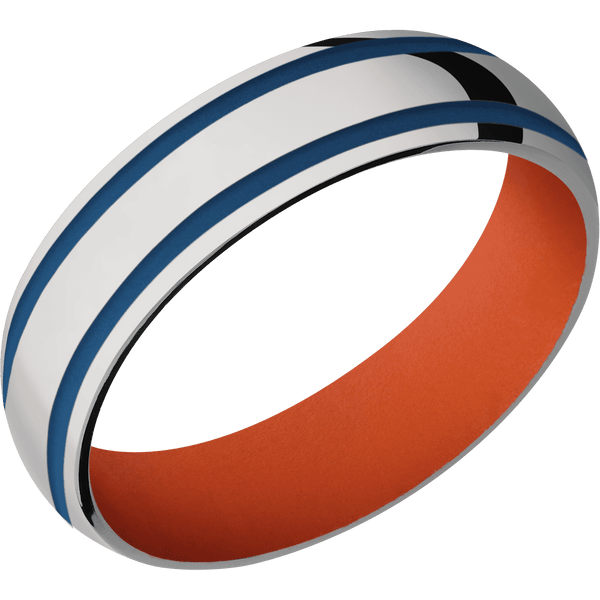 Titanium + Polish Finish + Hunter Orange All Rings Men's Wedding Band