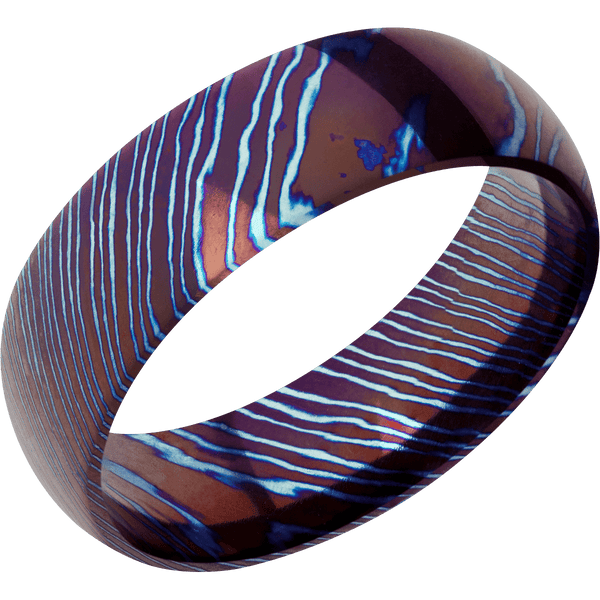 Titanium Damascus + Polish Finish All Rings Men's Wedding Band