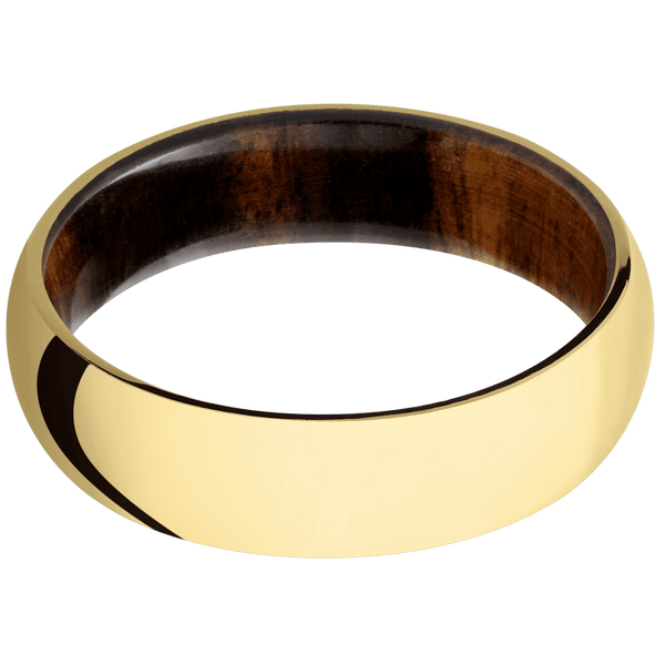 18K Yellow Gold + Polish Finish + Desert Iron Wood All Rings Men's Wedding Band
