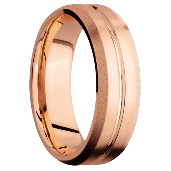 14K Rose Gold + Polish , Machine Finish All Rings Men's Wedding Band