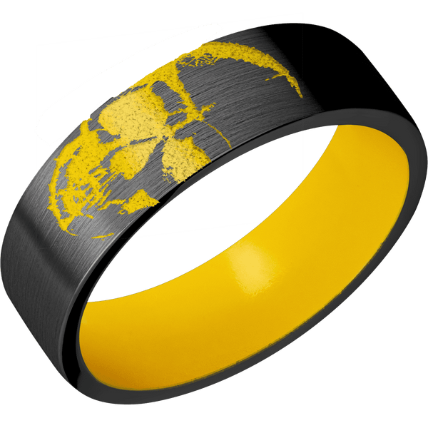 Zirconium + Satin Finish + Corvette Yellow (Gloss) All Rings Men's Wedding Band
