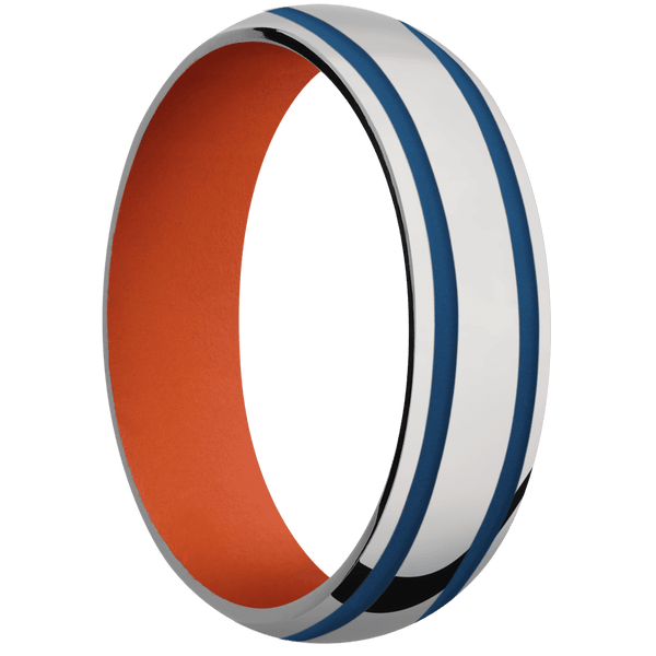 Titanium + Polish Finish + Hunter Orange All Rings Men's Wedding Band