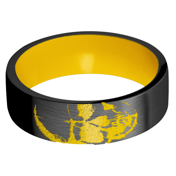 Zirconium + Satin Finish + Corvette Yellow (Gloss) All Rings Men's Wedding Band