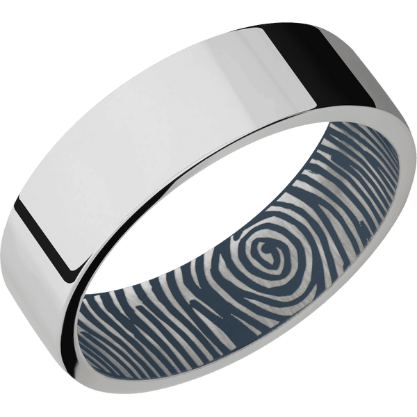 Platinum + Polish Finish + Navy Blue All Rings Men's Wedding Band