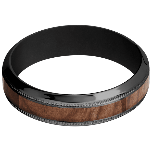 Zirconium + Treebarkh , Polish Finish + Black All Rings Men's Wedding Band