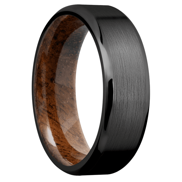 Zirconium + Satin , Polish Finish + Koa Included in Sale Pricing Men's Wedding Band