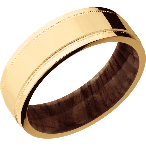14K Yellow Gold + Polish , Polish Finish + Sequoia All Rings Men's Wedding Band