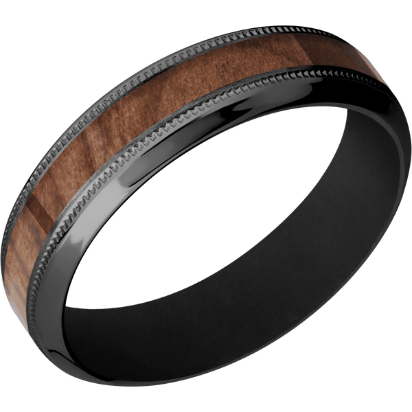 Zirconium + Treebarkh , Polish Finish + Black All Rings Men's Wedding Band