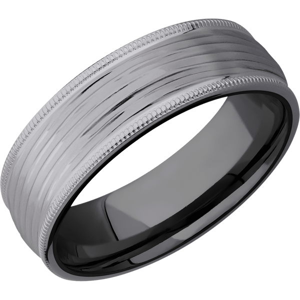 Tantalum + Treebark3 Finish + Zirconium Included in Sale Pricing Men's Wedding Band