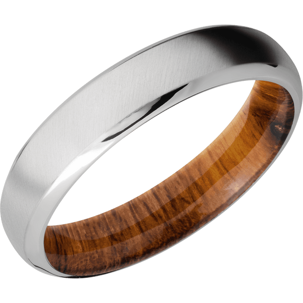 Platinum + Anglesatin , Polish Finish + Desert Iron Wood All Rings Men's Wedding Band