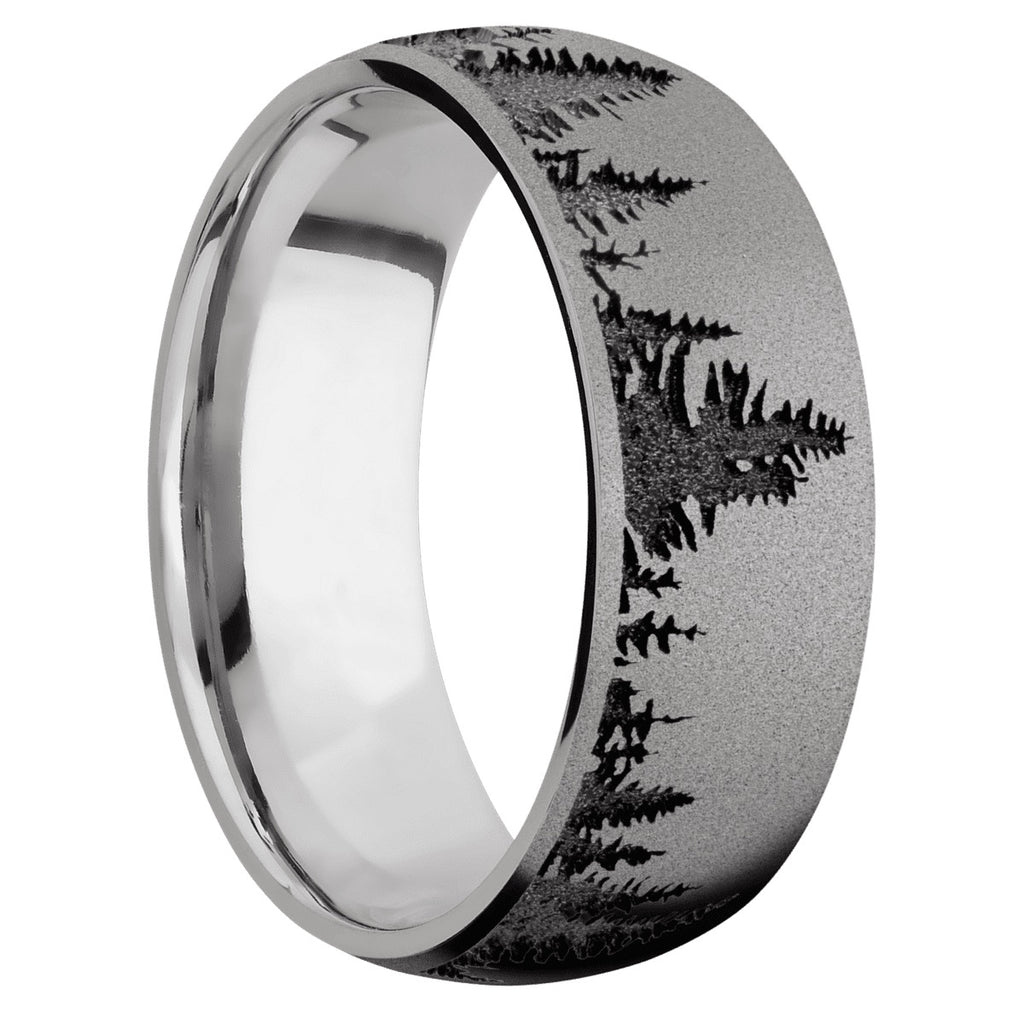 Titanium Men's Ring with Spruce Tree Design