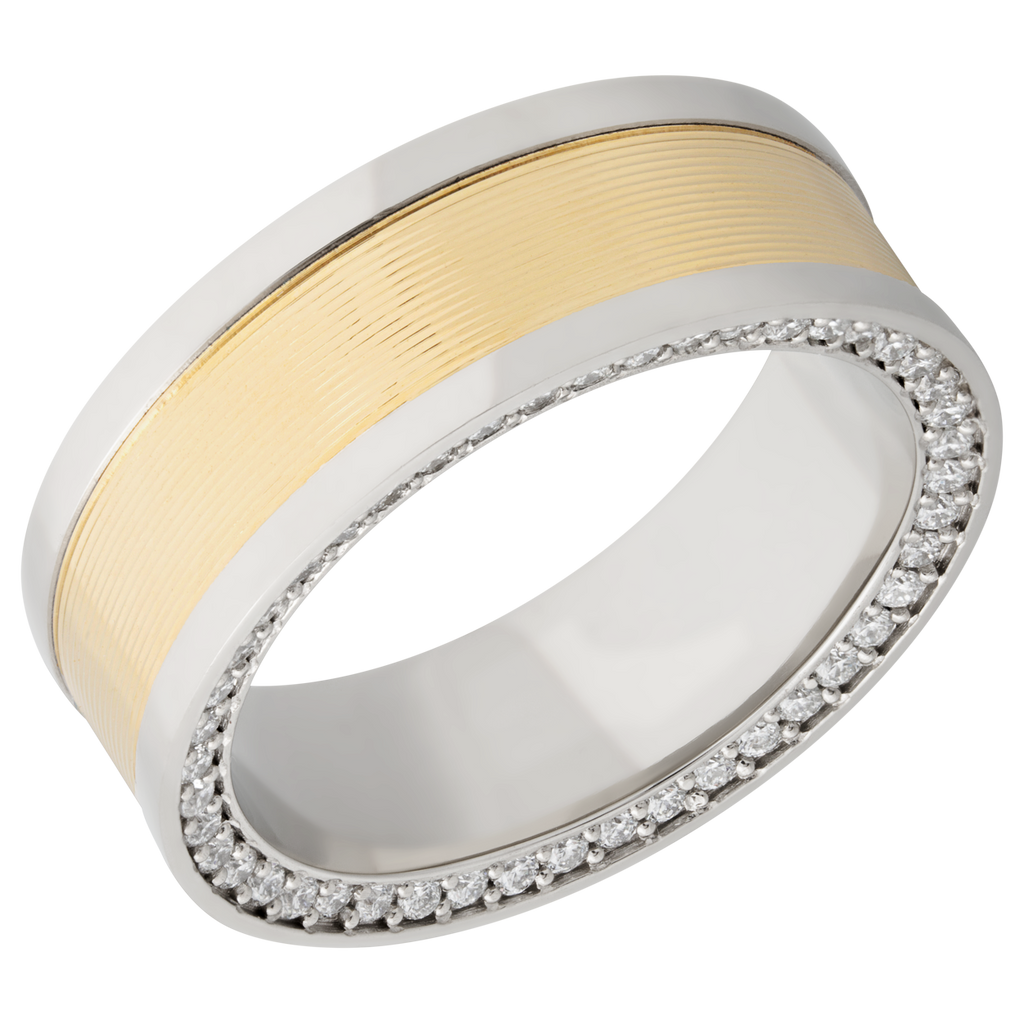 14K White Gold Men's Ring with Yellow Gold and Diamond