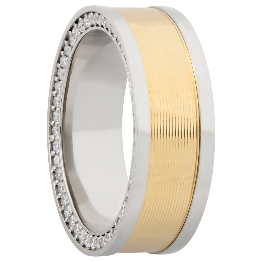 14K White Gold Men's Ring with Yellow Gold and Diamond