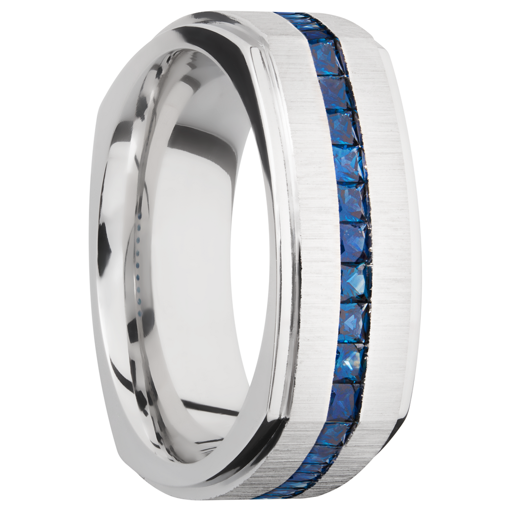 Cobalt Chrome Men's Ring with Sapphire