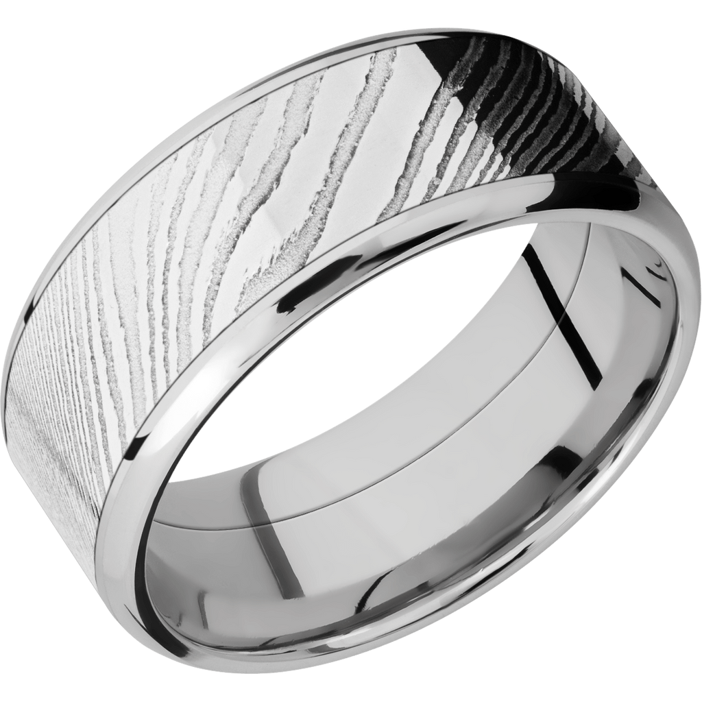 Cobalt Chrome Men's Ring with Damascus Steel