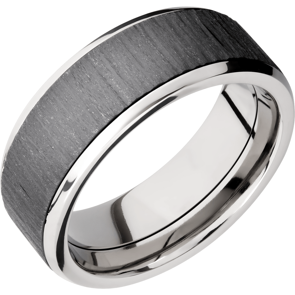 Titanium Men's Ring with Black Zirconium