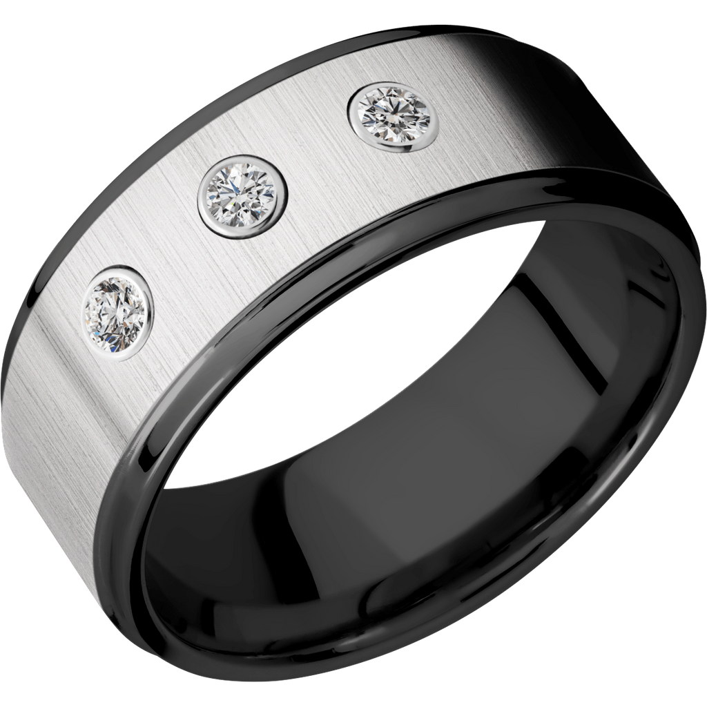 Black Zirconium Men's Ring with Lab Diamond