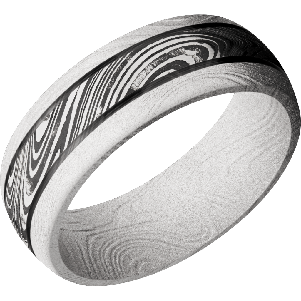 Marble Damascus Steel Men's Ring