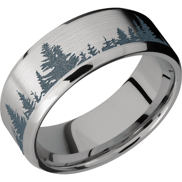 His and Her Camo Wedding Ring Set Titanium and Sterling Silver Engagem