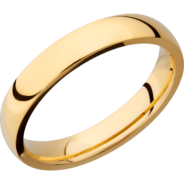 Classic gold wedding band, comfort fit ring, 4 mm width