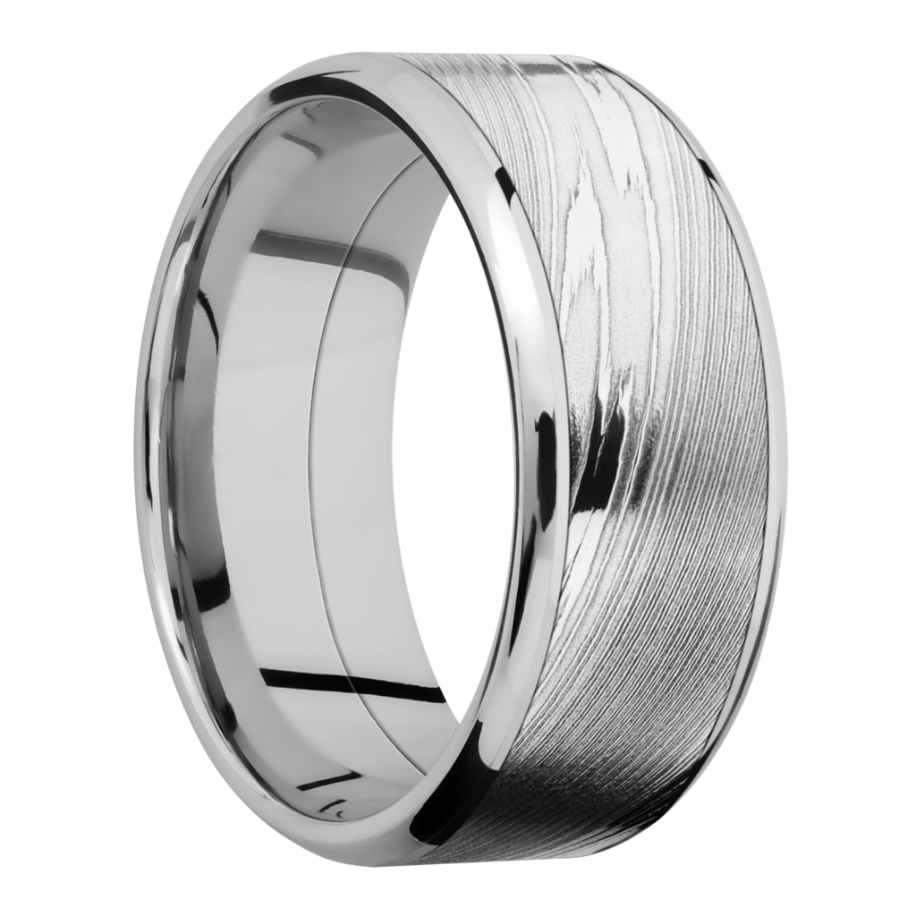 Cobalt Chrome Men's Ring with Damascus Steel