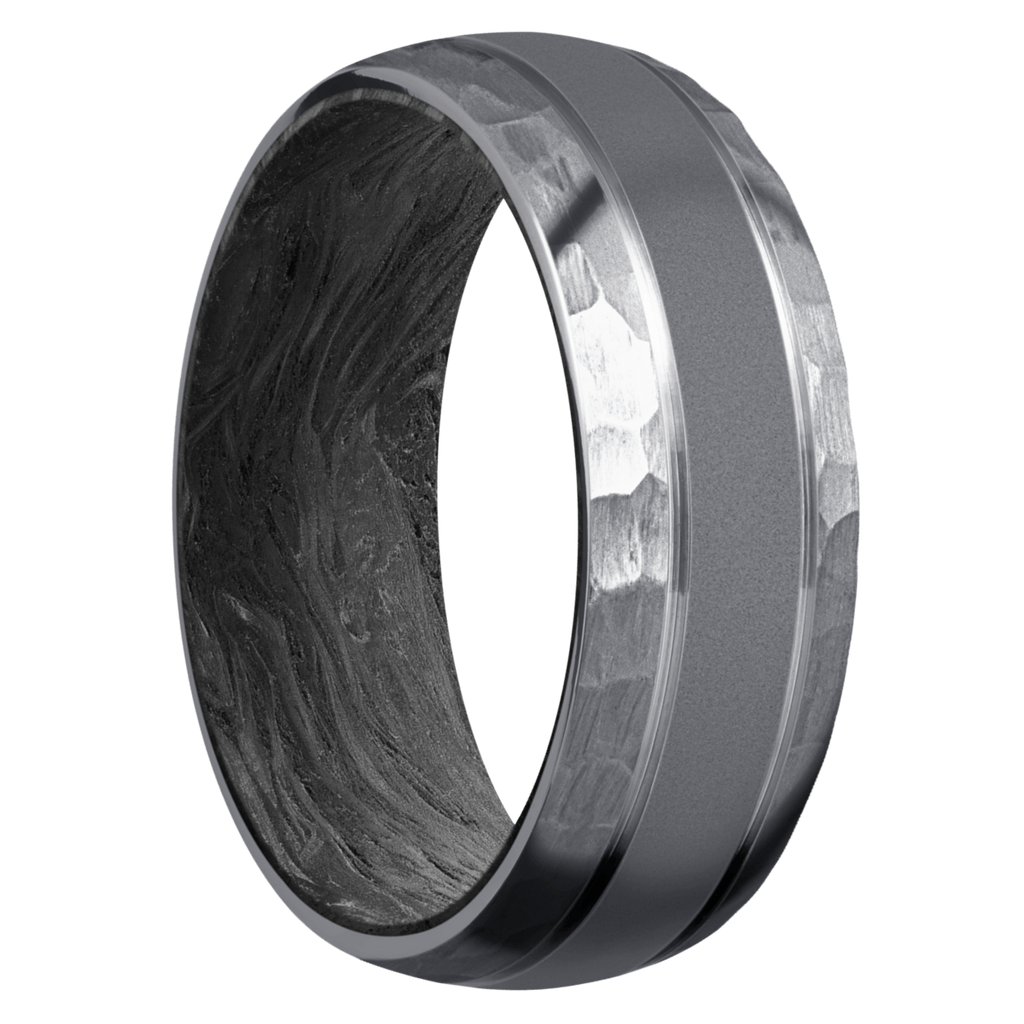 Tantalum Men's Ring with Carbon Fiber