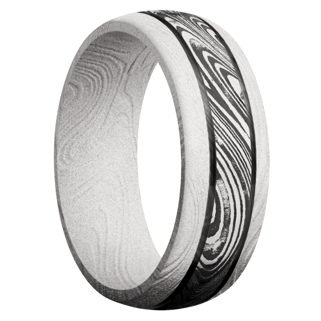 Marble Damascus Steel Men's Ring