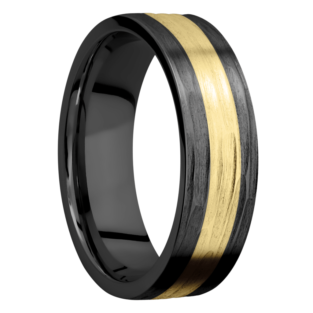 Black Zirconium Men's Ring with 14K Yellow Gold