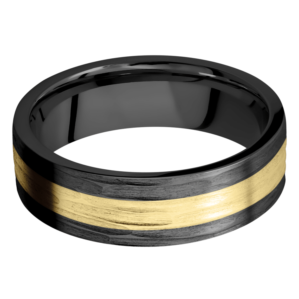 Black Zirconium Men's Ring with 14K Yellow Gold