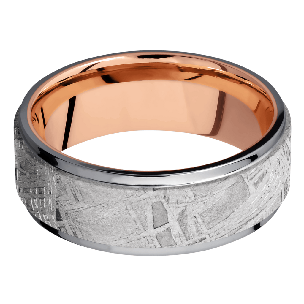 Tantalum Men's Ring with Gibeon Meteorite and 14K Rose Gold